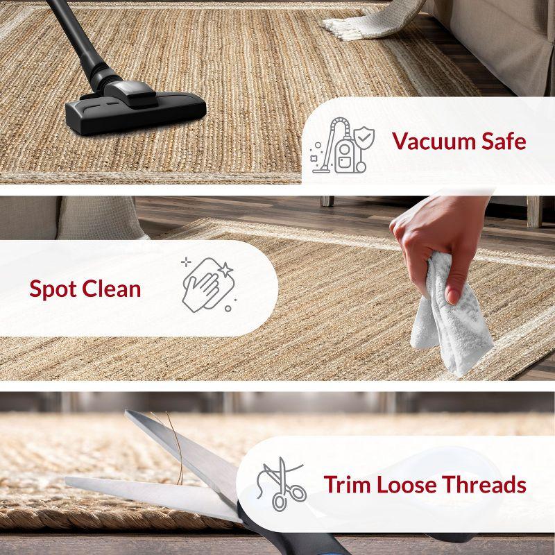 Nuloom Rikki Bordered 6x9 Jute Indoor Area Rug for Dining Room Rug Neutral Rug Living Room Rug Kitchen, Off White/Natural