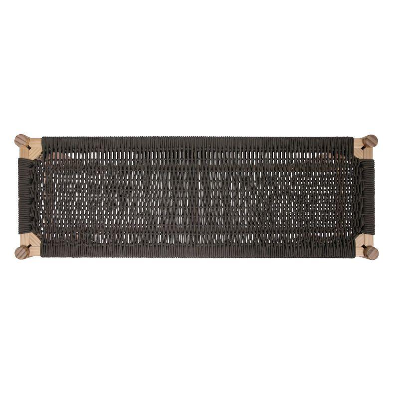 Storied Home Fernway Solid Wood and Woven Rope Entryway Bench Moss Green: Pine Frame, Cotton Upholstery