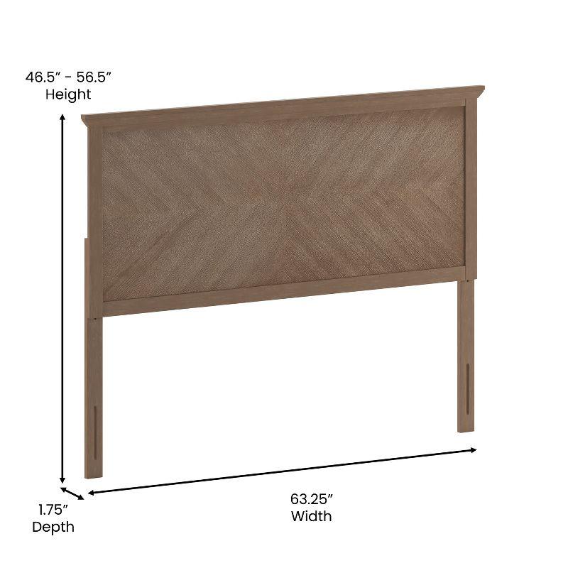 Flash Furniture Fiona Queen Size Herringbone Wooden Adjustable Headboard for Universal Metal Bed Frames in Light Brown