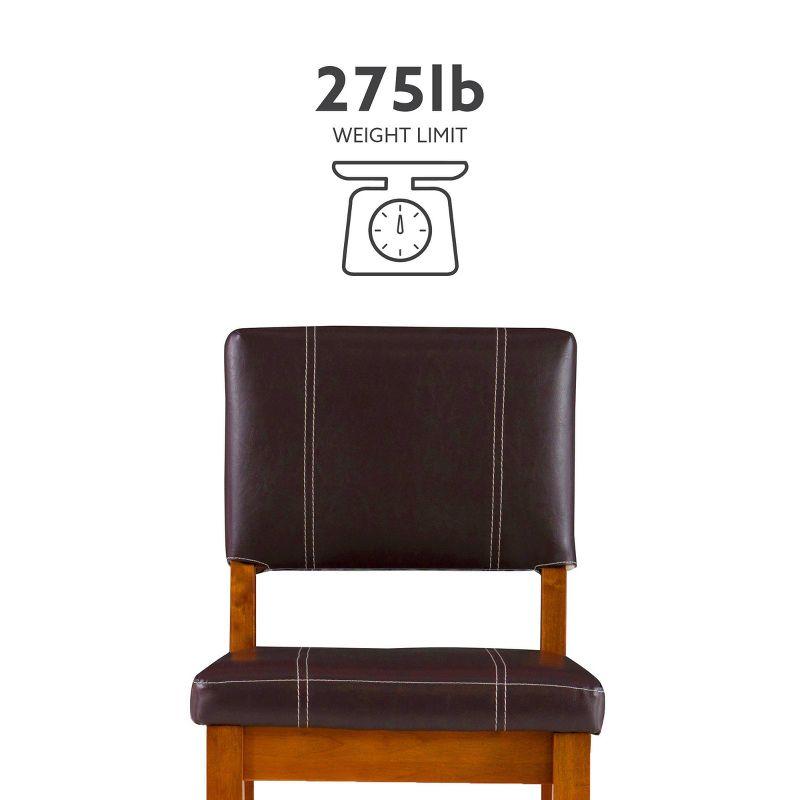 Linon 24" Milano Padded Back and Seat Faux Leather Counter Height Barstool Brown: Rubberwood Legs, Upholstered, 275lb Capacity