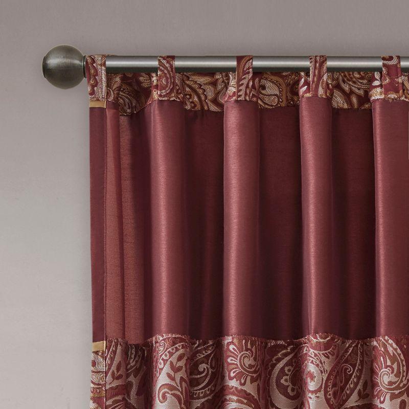 Burgundy Faux Silk Light-Filtering Rod Pocket Curtain Panel Pair