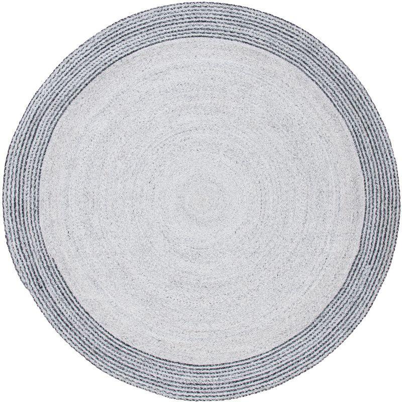 Handmade Round Gray Synthetic Area Rug, 7' Diameter