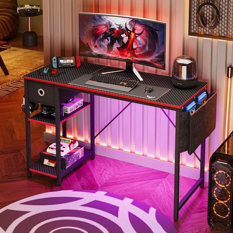 Bestier 47 Inch LED Computer Desk with Storage Drawer