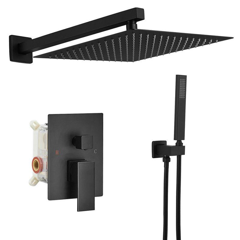 10 Inch Matte Black Stainless Steel Square Rain Shower Combo Set