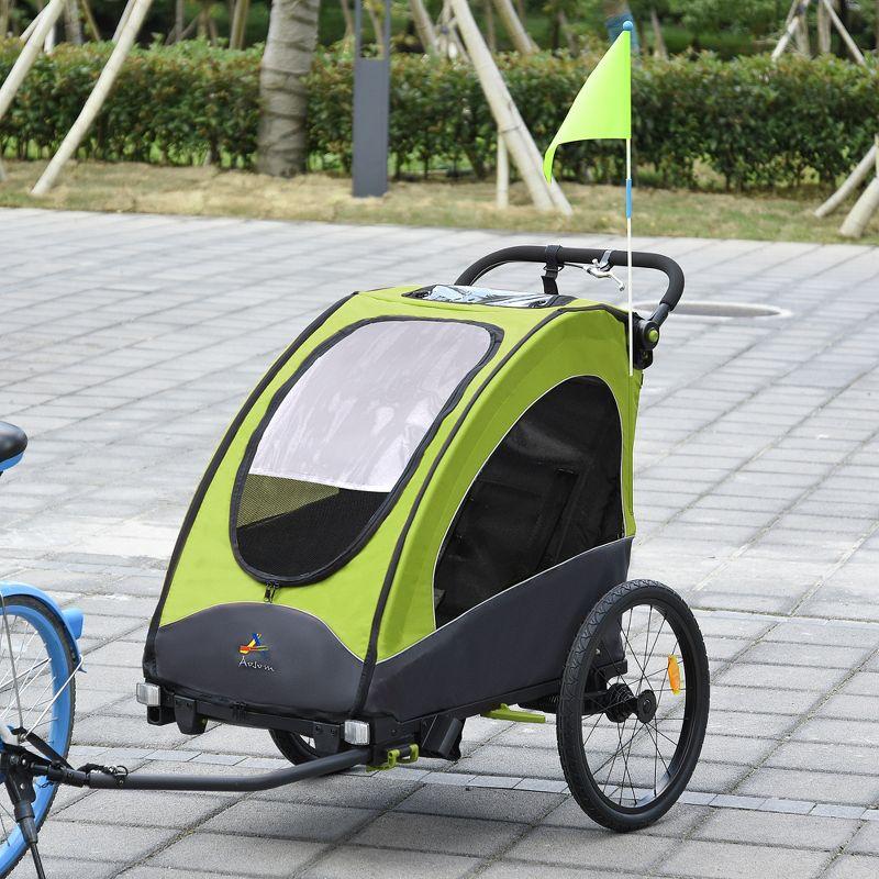 Aosom Bike Trailer for Kids 3 In1 Foldable Child Jogger Stroller Baby Stroller Transport Carrier Rubber Tires Kid Bicycle Trailer