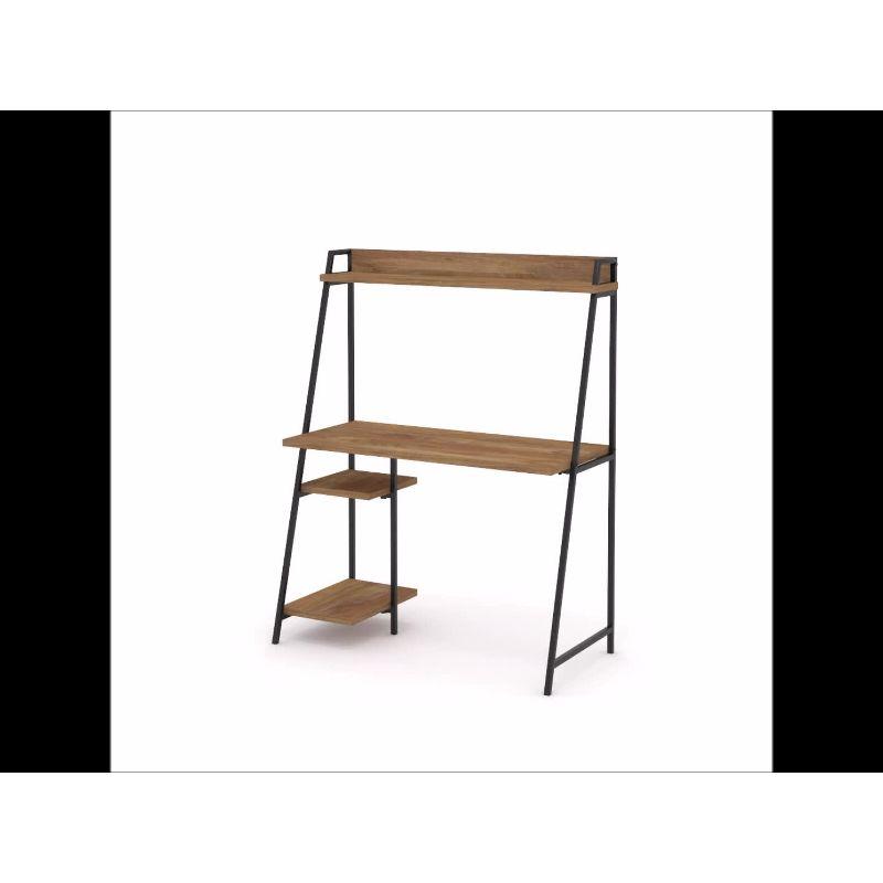 North Avenue Desk with Hutch Sindoori Mango - Sauder: Industrial Writing Desk, Open Storage