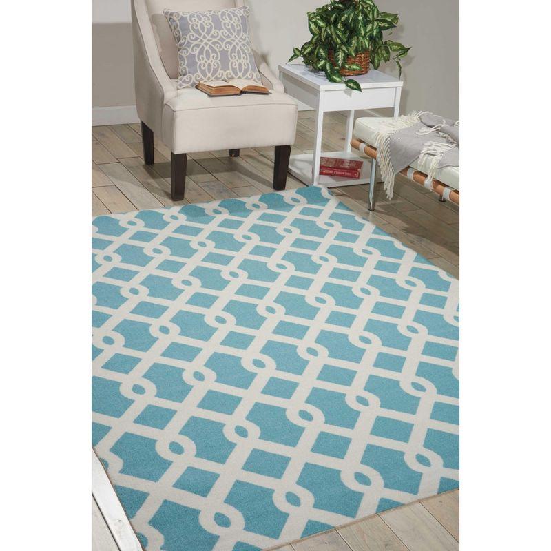 Easterly Geometric Blue/White Outdoor Area Rug