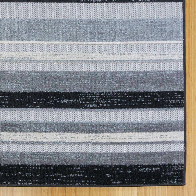 Fosel Muxia Gray/Black Modern Micro Stripped Hi-Low Flatweave Indoor/Outdoor Area Rug