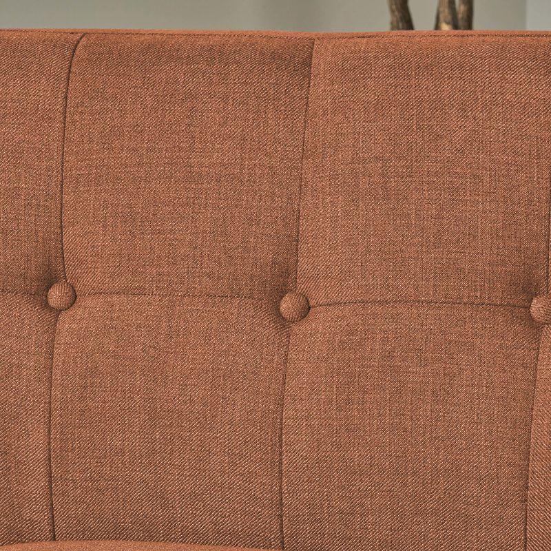GDFStudio Sheena Mid Century Modern 67.25 " Upholstered Tufted 2 Seater Sofa, Burnt Orange/Natural Oak