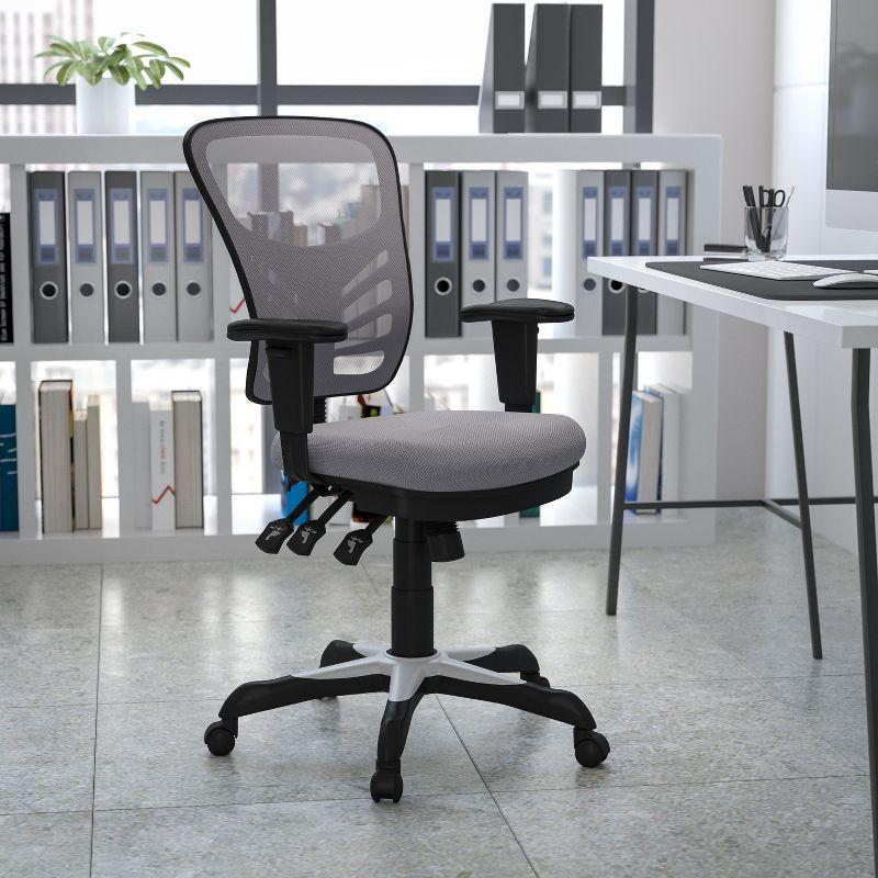 Ergonomic Mid-Back Mesh Executive Swivel Chair with Adjustable Arms in Gray