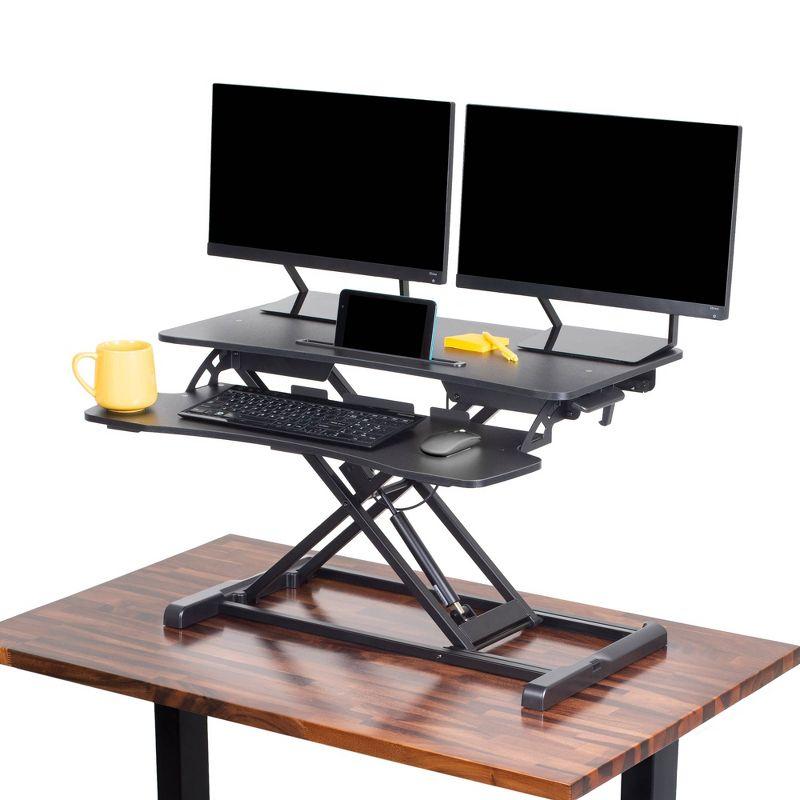 Black Adjustable Standing Desk Converter with Keyboard Tray