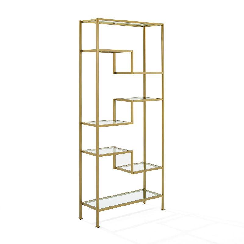 Sloane Gold Steel Geometric Etagere with Glass Shelves