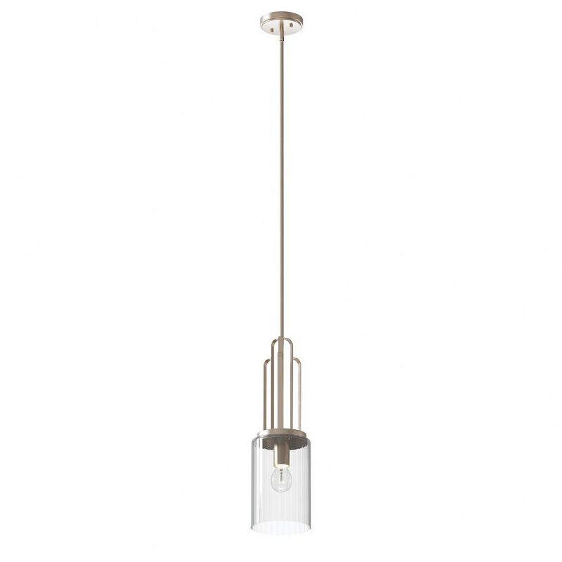 Kimrose Polished Nickel Mini Pendant with Clear Fluted Glass