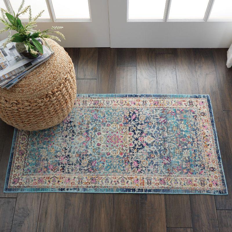 Nourison Vintage Kashan VKA01 Blue/Ivory/Orange Indoor Area Rug - 2' x 4'