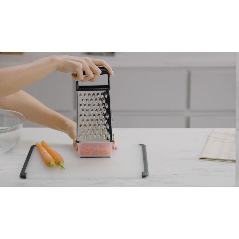 OXO Softworks Box Grater: Stainless Steel Cheese Shredder with Soft-Grip Handle & Storage Box, Dishwasher-Safe