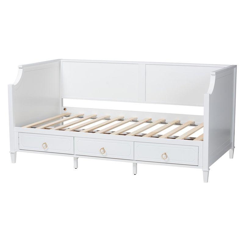 Baxton Studio Lowri Classic and Traditional White Finished Wood Twin Size 3-Drawer Daybed