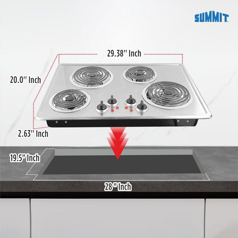 Summit 30" Stainless Steel 4-Burner Electric Cooktop