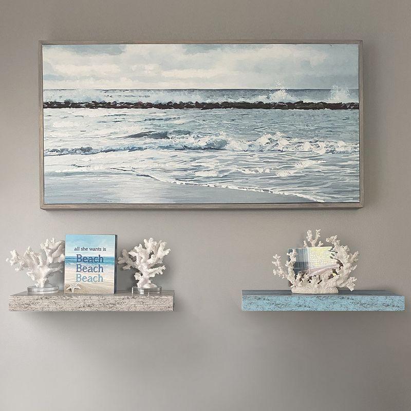 2 Pack 16 Inch Sorbus Coastal Rectangle Floating Shelves - for Home Décor to Display Trophies, Books, Frames, and more (Rustic Blue Gray)