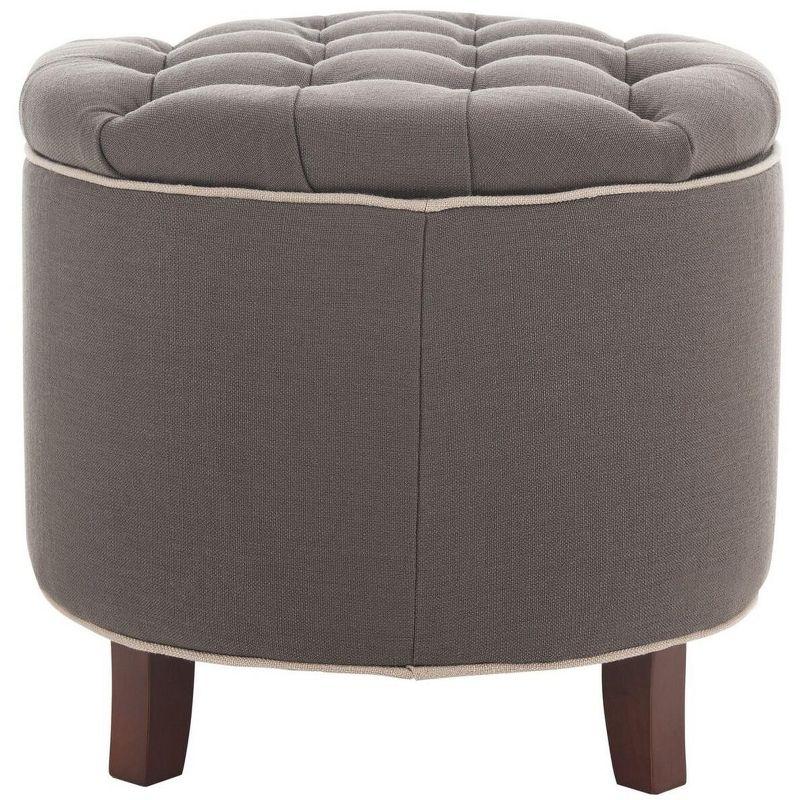 Amelia Tufted Storage Ottoman - Charcoal/True Taupe - Safavieh