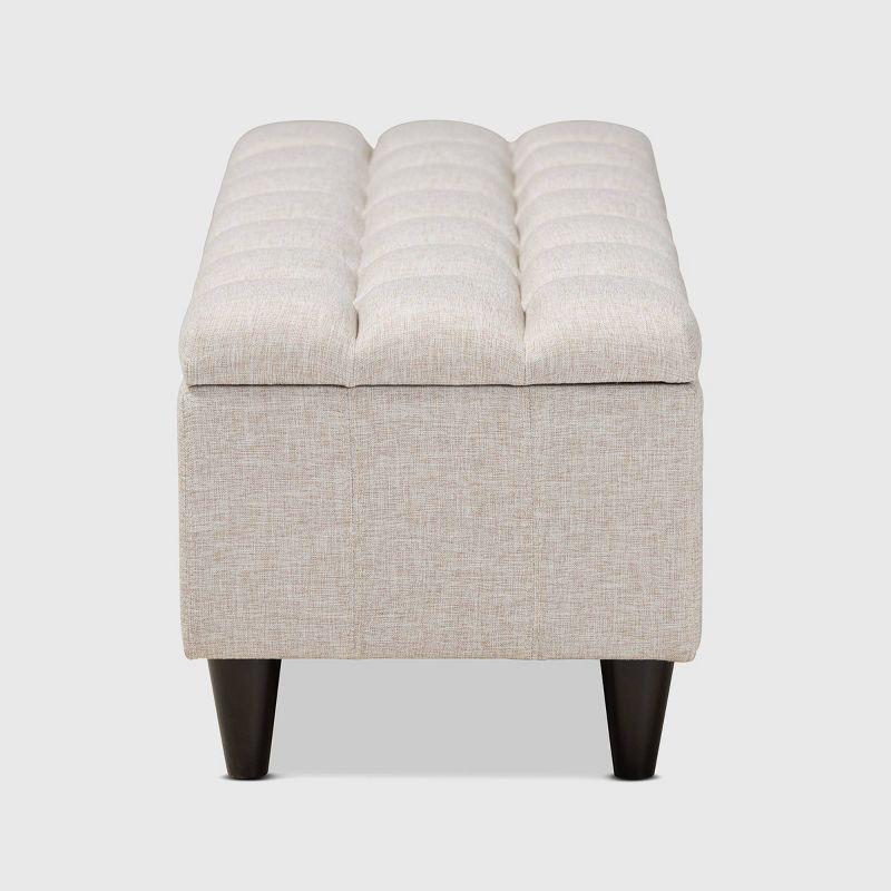 Brette Fabric Upholstered Finished Wood Storage Bench Ottoman Cream - Baxton Studio: Mid-Century Modern for Bedroom