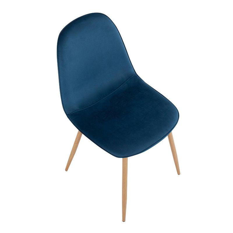 Set of 2 Pebble Metal/Velvet Dining Chairs Natural/Blue: Steel Frame, Tapered Legs, Foam Fill - LumiSource