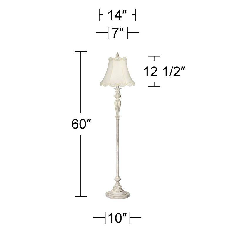 Antique White and Burgundy Resin Metal Floor Lamp with Cream Shade