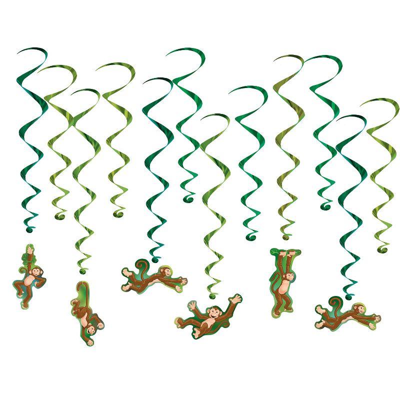 Beistle Monkey Whirls, 17.5"-29.5" long, (24/Pkg) Multicolored