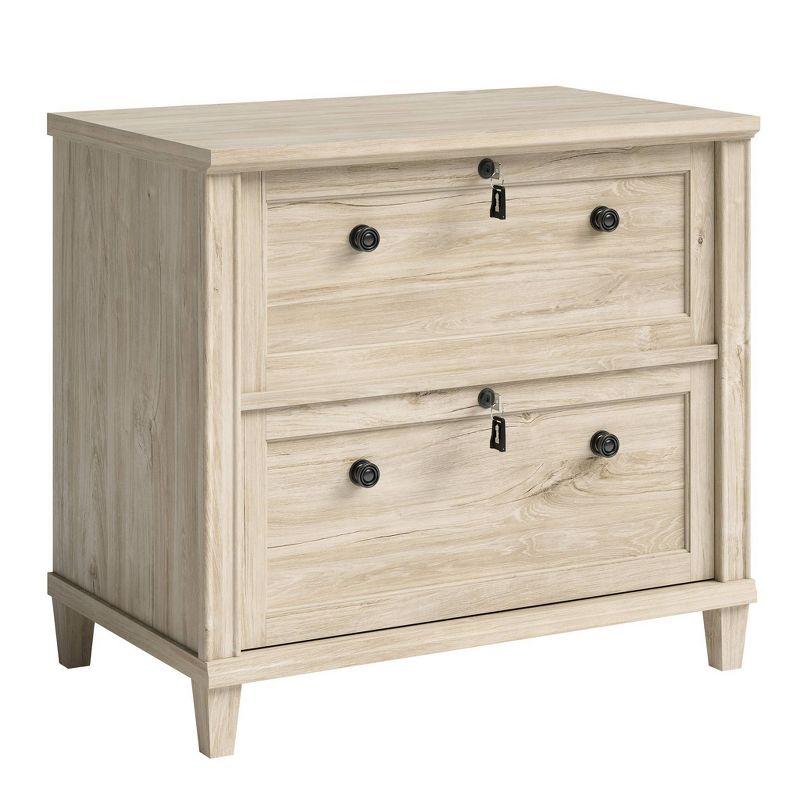 Sauder 2 Drawer Hammond Lateral File Cabinet Chalk Oak: Modern Style, Rubberwood Frame, Spot Clean