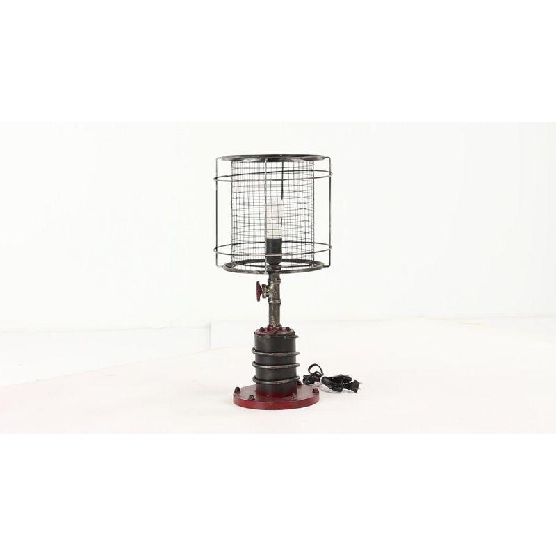 10" x 21" Industrial Accent Lamp with Iron Wire Cage Shade Red/Black - Olivia & May: Edison Bulb, No Assembly Required