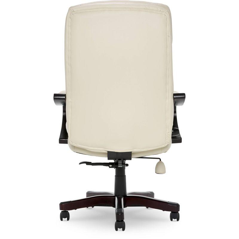Big and Tall Executive Office Chair - Serta: Lumbar Support, Leather, Wood Finish