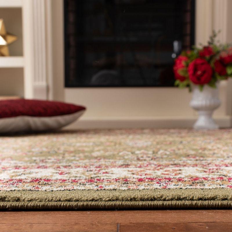 Sage and Ivory Floral Synthetic Runner Rug