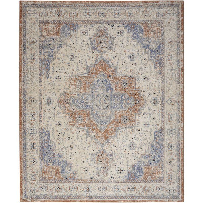 Nourison 8' x 10' Essentials Persian Vintage Indoor Outdoor Area Rug Beige Blue