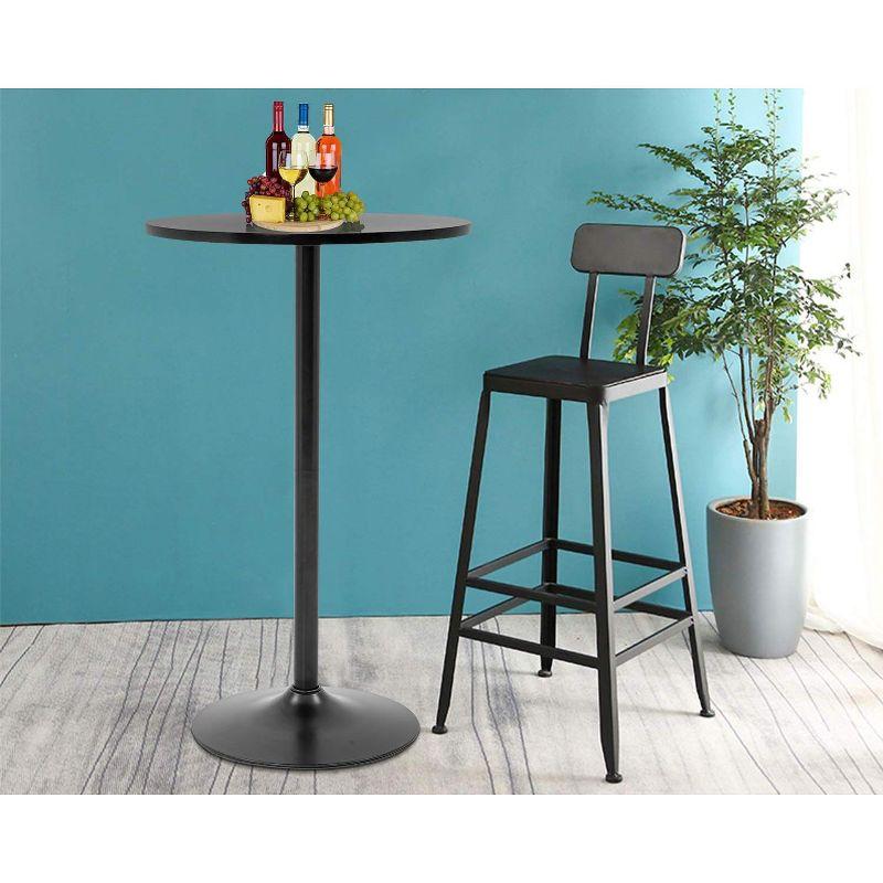 FDW Modern Round Pub Hydraulic Dining Room Home Kitchen Bar Top Tall Table, Black