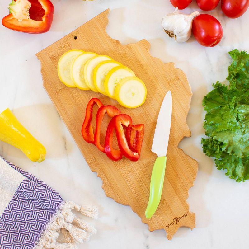 Totally Bamboo Destination Illinois Serving and Cutting Board: State Design, Lightweight Bamboo, 16.5" x 9.25"