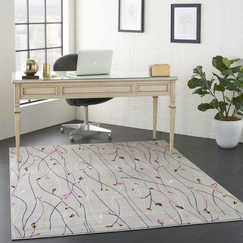 Handmade Medium Grey Floral Synthetic 5' x 7' Area Rug