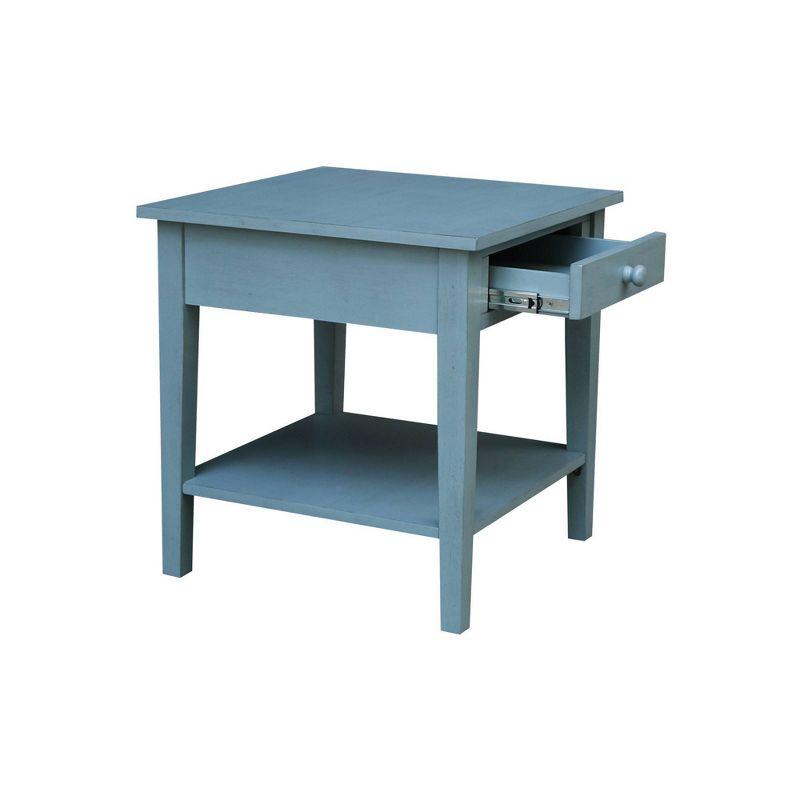 International Concepts Spencer End Table Antique Ocean Blue: Hardwood Frame, 25" High, Square Shape, Spot Clean