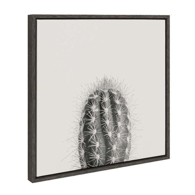 Kate and Laurel Sylvie Haze Cactus Succulent Tall Framed Canvas by The Creative Bunch Studio