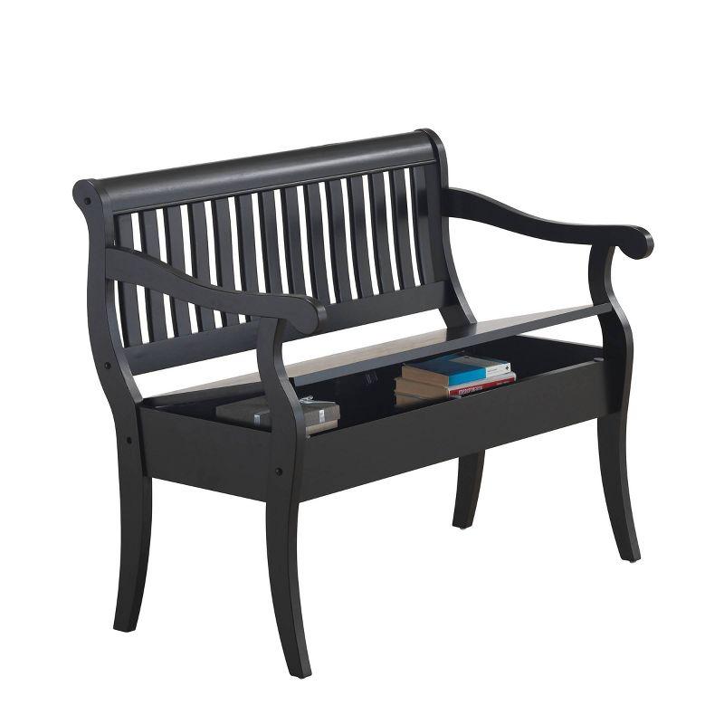 Carolina Living Martha Storage Bench Antique Black: Hardwood, Unupholstered, 2-Person Seating