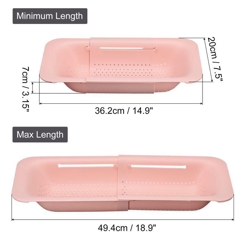 Pink Extendable Collapsible Plastic Over-Sink Colander