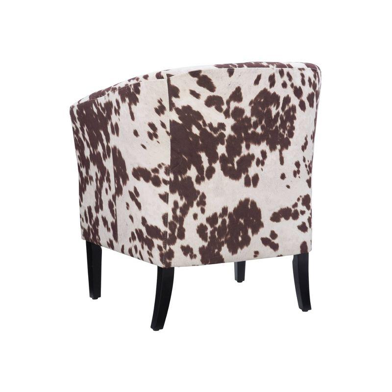 Simon Modern Barrel Club Chair: Udder Madness Pattern, Microfiber - Linon