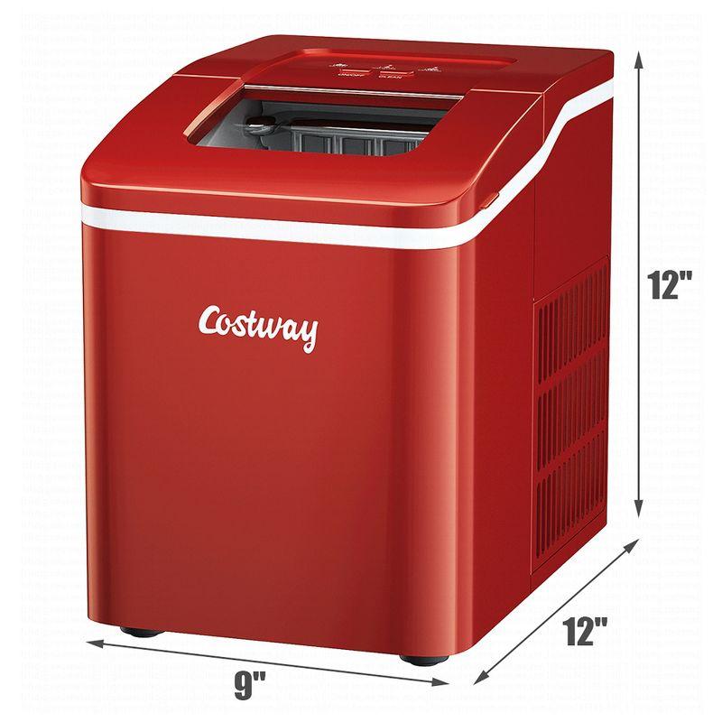 Costway Portable Ice Maker Machine Countertop 26Lbs/24H Self-cleaning w/ Scoop Red