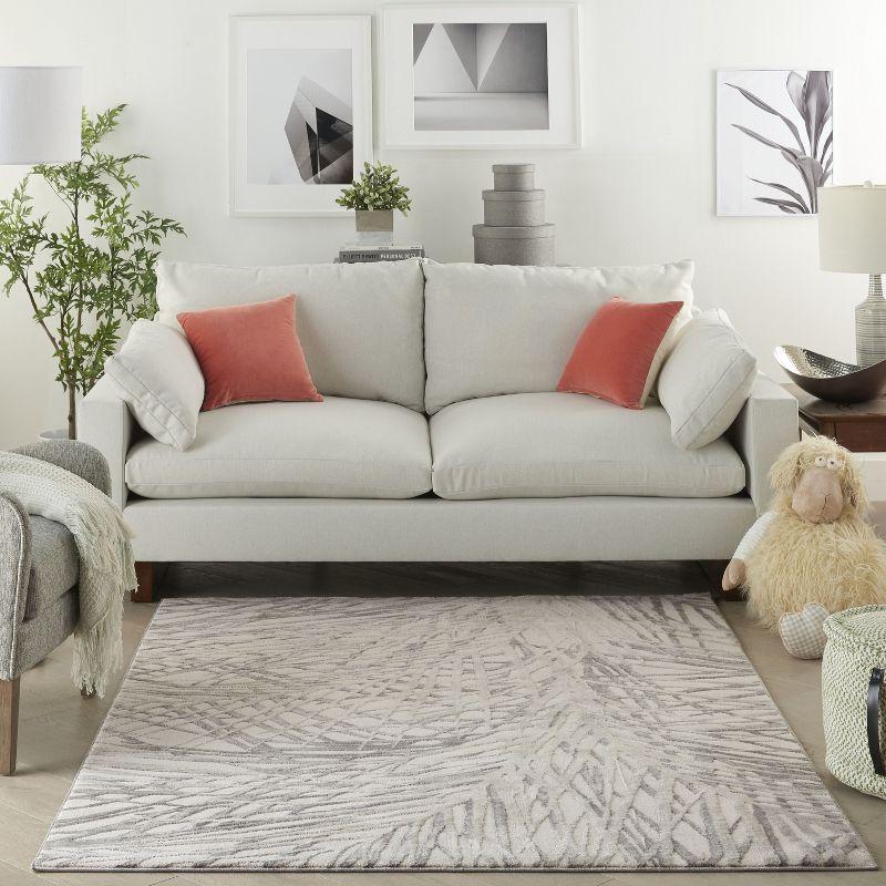 Nourison Rustic Textures Modern Palm Indoor Area Rug Ivory/Grey 3'11" x 5'11"