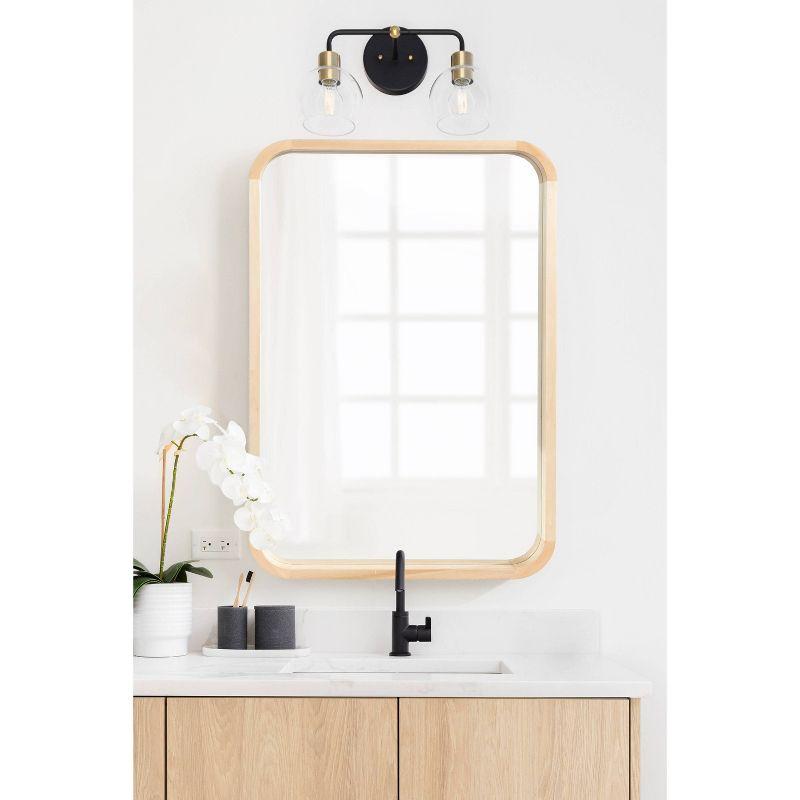Kate & Laurel All Things Decor 24"x36" Hutton Wood Framed Radius Rectangle Mirror Natural