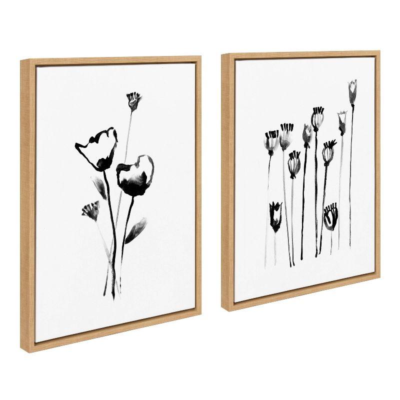 Kate & Laurel All Things Decor 18"x24" (Set of 2) Sylvie Wildflowers and Seed Pods by Teju Reval Framed Wall Canvas Set Natural