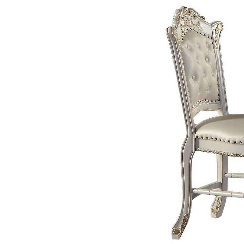 20" Vendome Dining Chair Antique Pearl Finish - Acme Furniture: Elegant Leather Upholstery, Nailhead Trim, Wood Frame