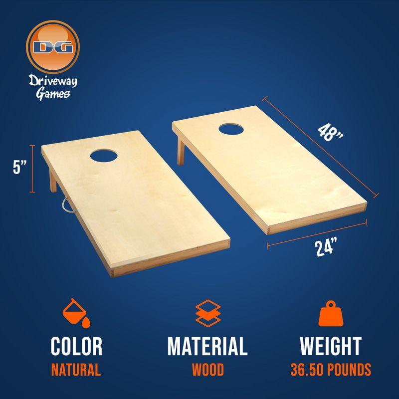 Driveway Games Traditional Wood Cornhole Game with All Weather Bean Bag for Storage, Sports, Recreation, and Outdoor Gaming, Natural