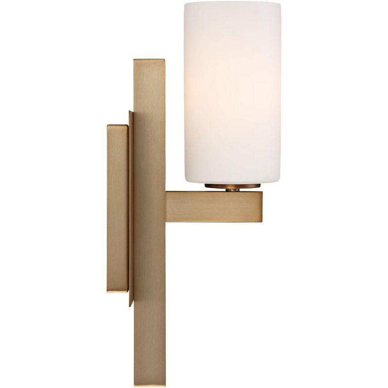 Possini Euro Design Ludlow Modern Wall Light Sconce Burnished Brass Hardwire 4 1/2" Fixture Frosted Glass for Bedroom Bathroom Vanity Reading Hallway