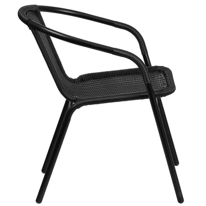 Modern Black Powder-Coated Steel Stackable Outdoor Dining Chair