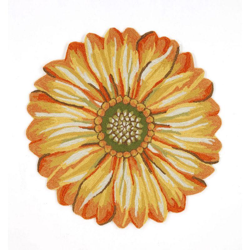 Liora Manne Frontporch Sunflower Indoor/Outdoor Rug Yellow 5' Round