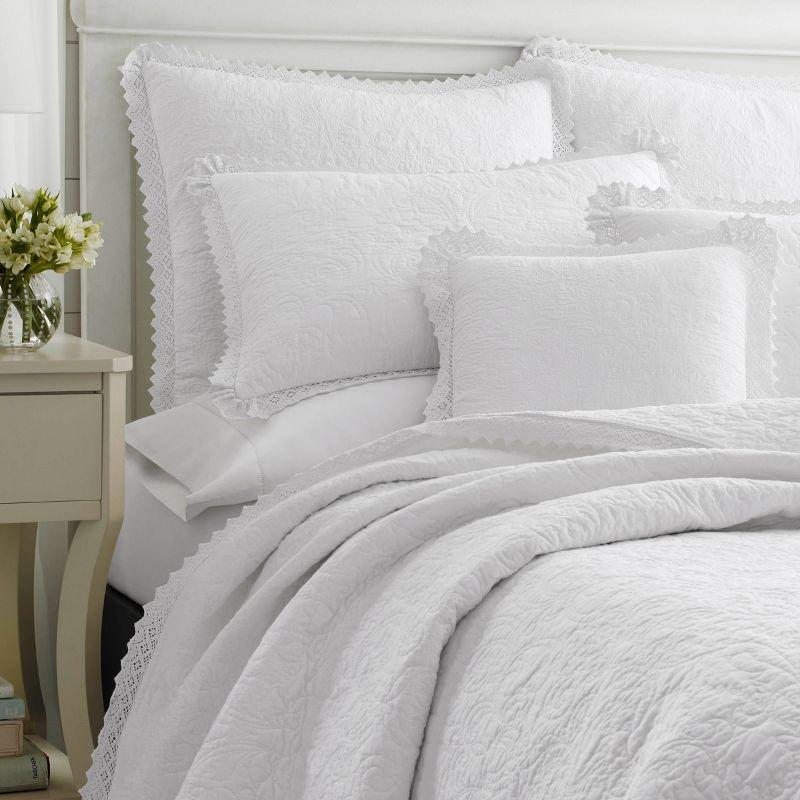 Laura Ashley Laura Ashley Heirloom Crochet Cotton Reversible Quilt Set